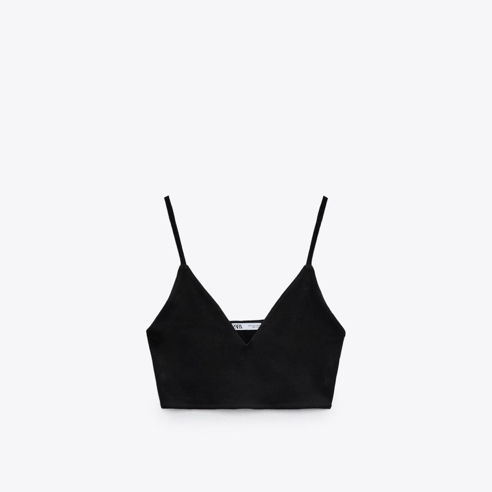 ZARA NEW!!! Black Strappy Crop Top SIZE SMALL